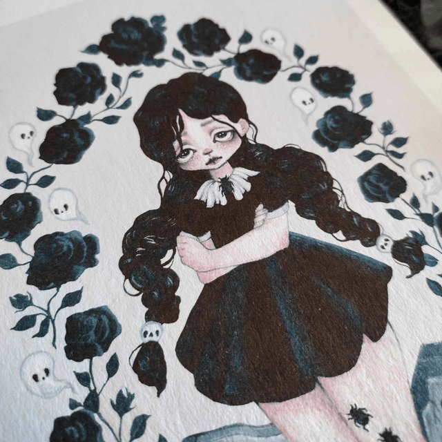 Art print ~ Gothic girl (inspired by Mercredi Addams)