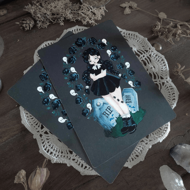 Postcard ~ Gothic girl (inspired by Mercredi Addams)