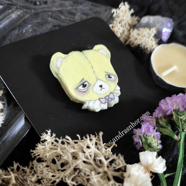 Pins ~ Single piece pastel yellow bear ~ Polymer clay