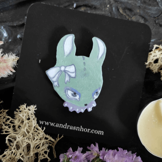Pins ~ Unique pastel green rabbit ~ Polymer clay ~