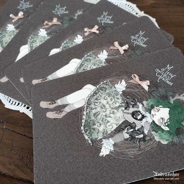 Postcard ~ reindeer horn doll
