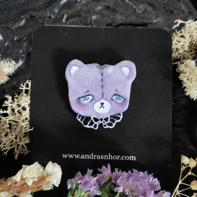 Pins ~ One-of-a-kind pastel purple bear ~ Polymer clay
